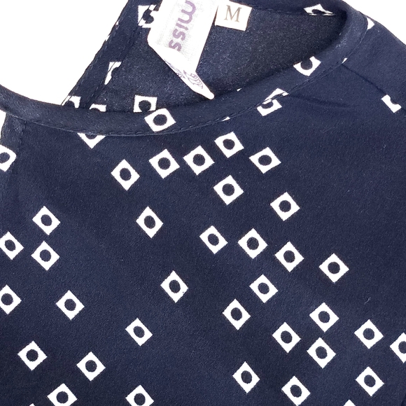 Misska Black and White Patterned Blouse Business Casual 3/4 Size S - Picture 7 of 9